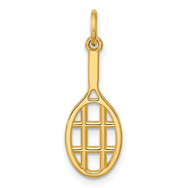 14K Yellow Gold Polished Tennis Racket Pendant