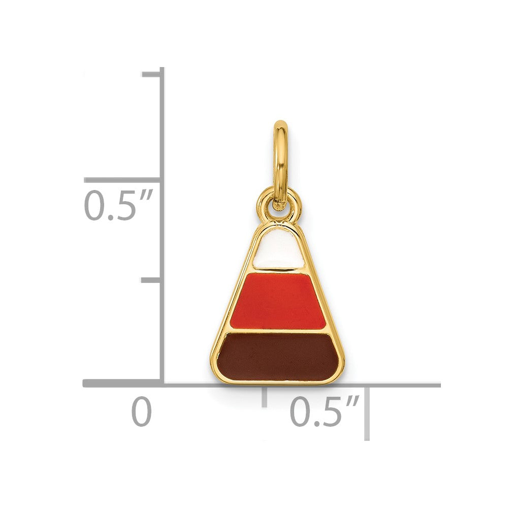 14K Yellow Gold Polished Enameled Candy Corn Pendant