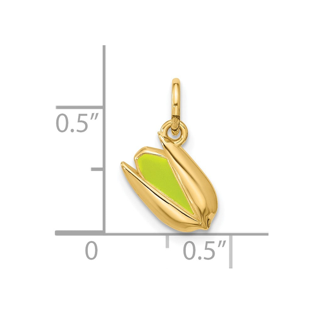 14K Yellow Gold Polished Enameled Pistachio Pendant