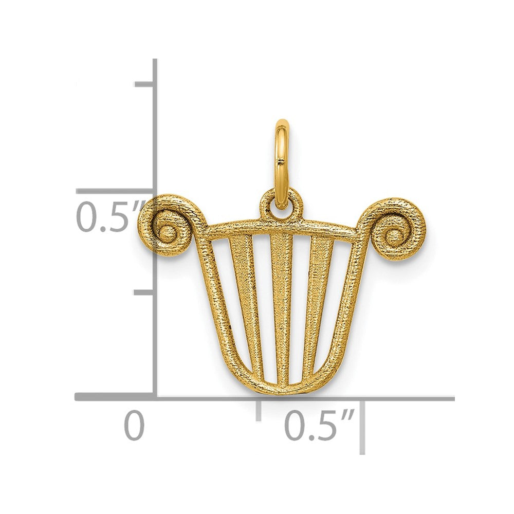 14K Yellow Gold Polished Lyre Pendant
