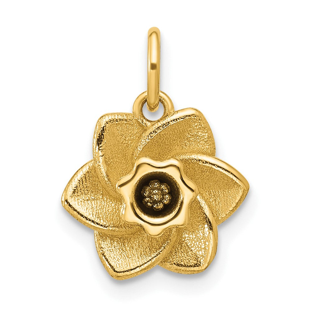 14K Yellow Gold Polished Daffodil Flower Pendant