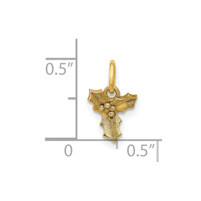 14K Yellow Gold Polished Holly Pendant