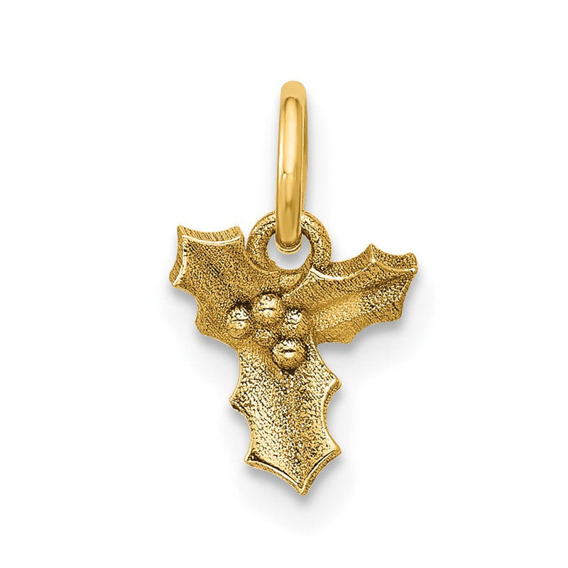 14K Yellow Gold Polished Holly Pendant
