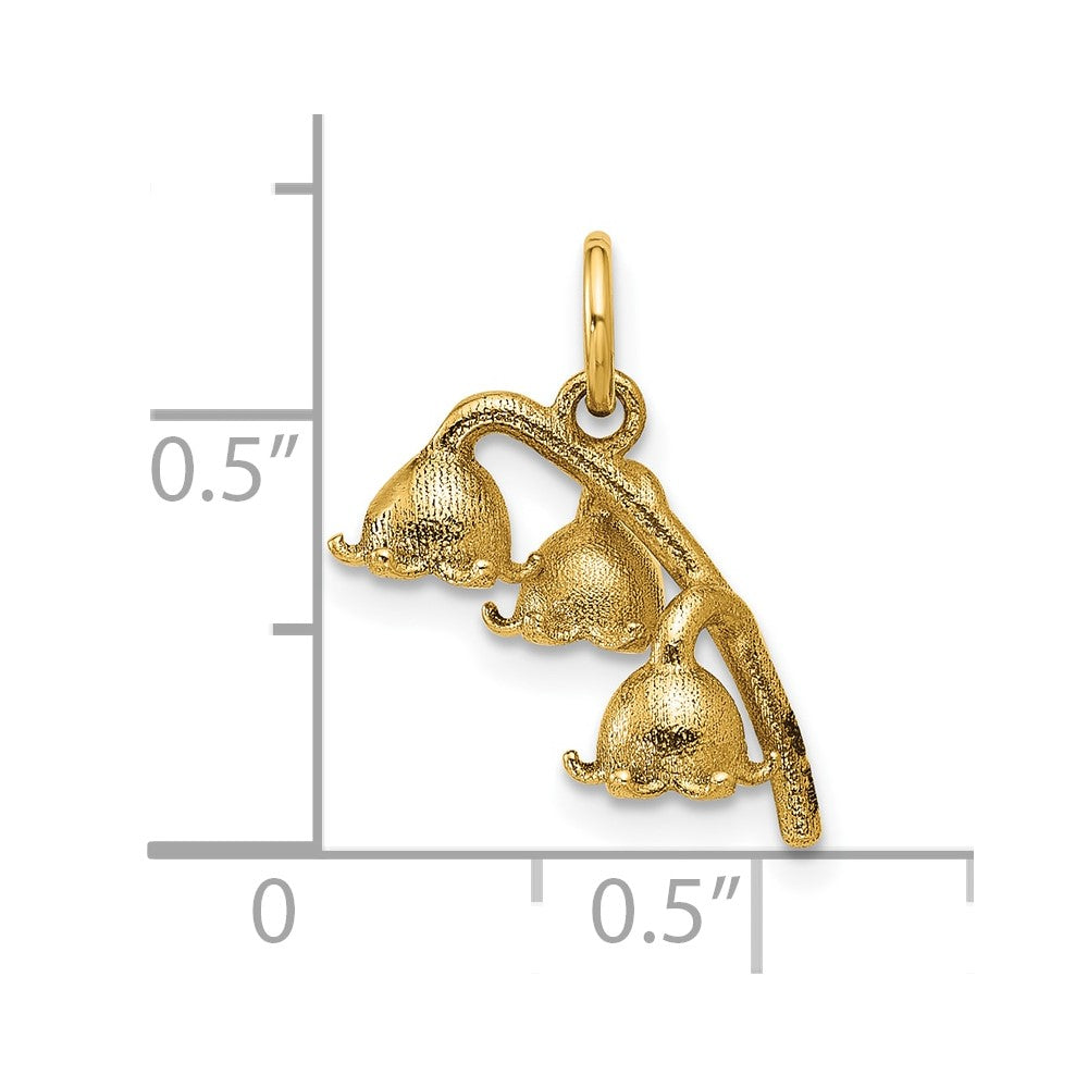 14K Yellow Gold Polished Lily of the Valley Pendant