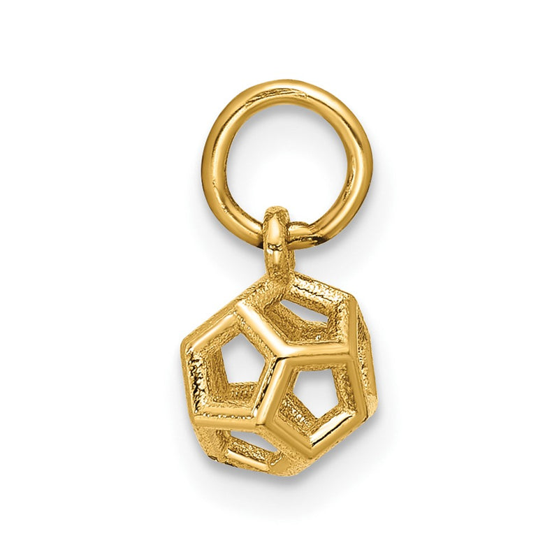 14K Yellow Gold Polished Icosahedron Shape Pendant