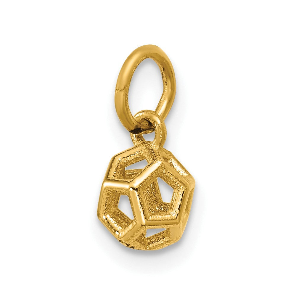14K Yellow Gold Polished Icosahedron Shape Pendant