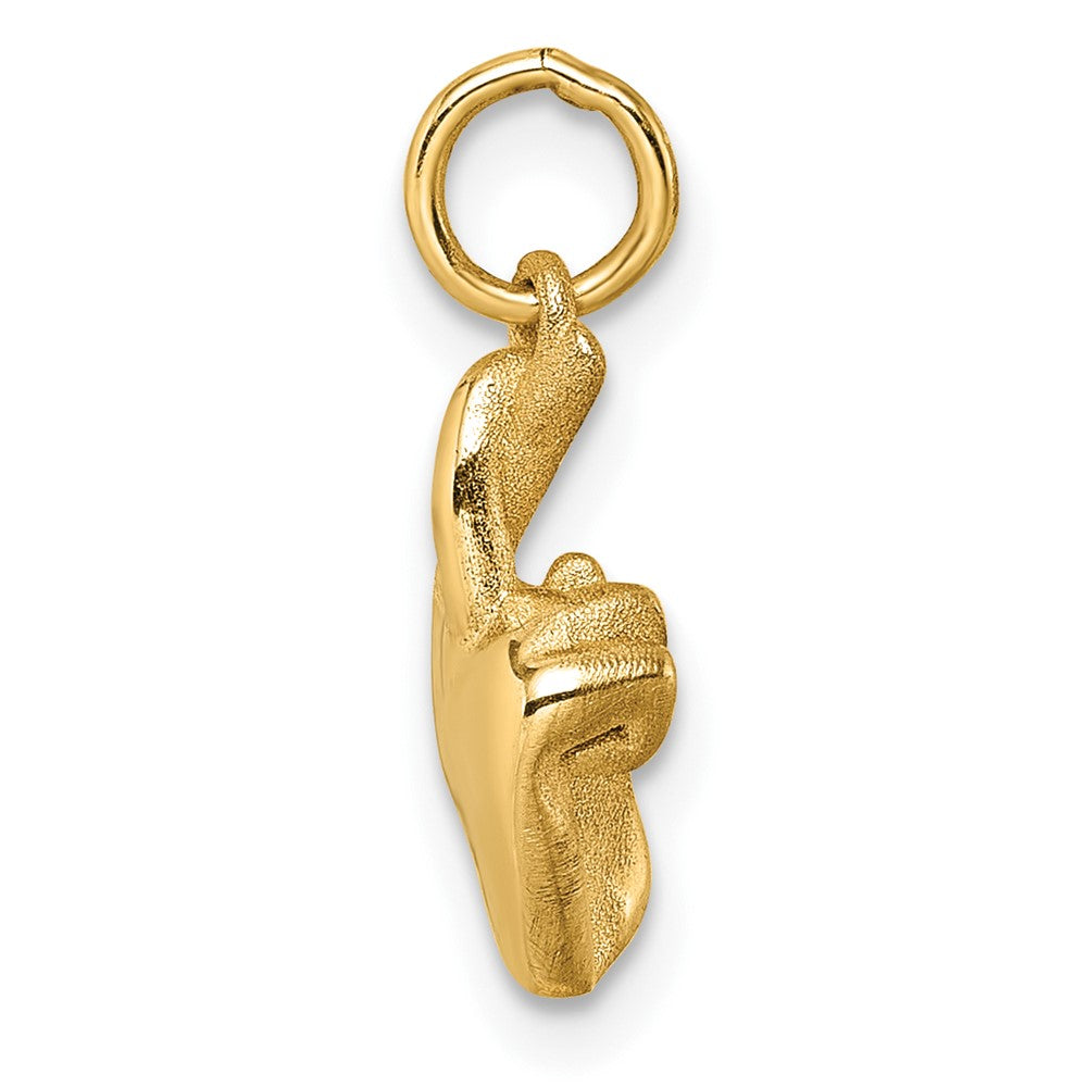 14K Yellow Gold Polished Fingers Crossed Hand Pendant