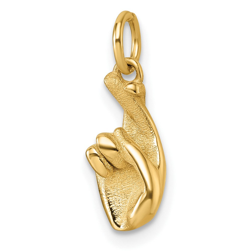 14K Yellow Gold Polished Fingers Crossed Hand Pendant