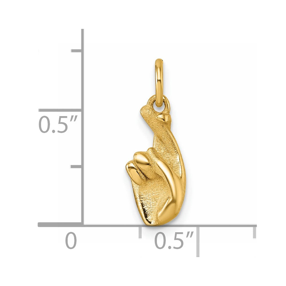 14K Yellow Gold Polished Fingers Crossed Hand Pendant