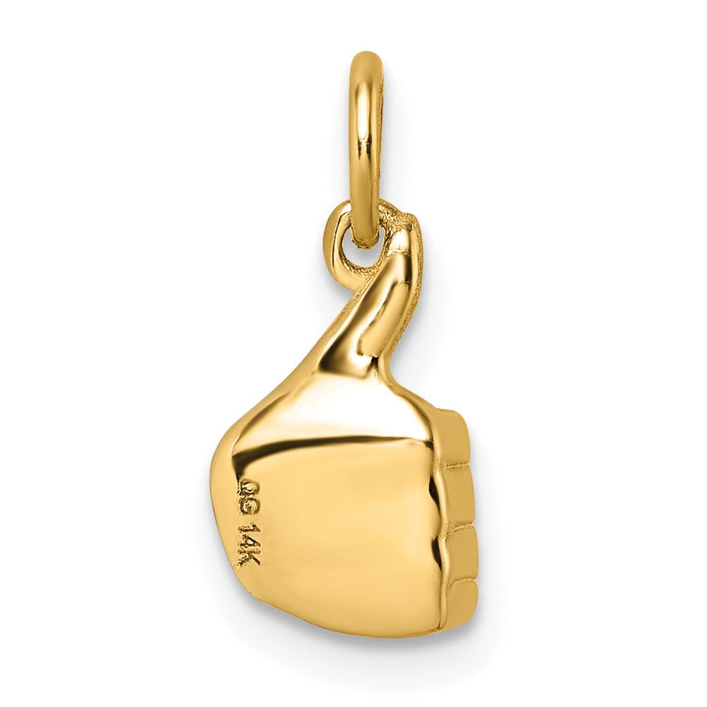14K Yellow Gold Polished Thumbs Up Hand Pendant