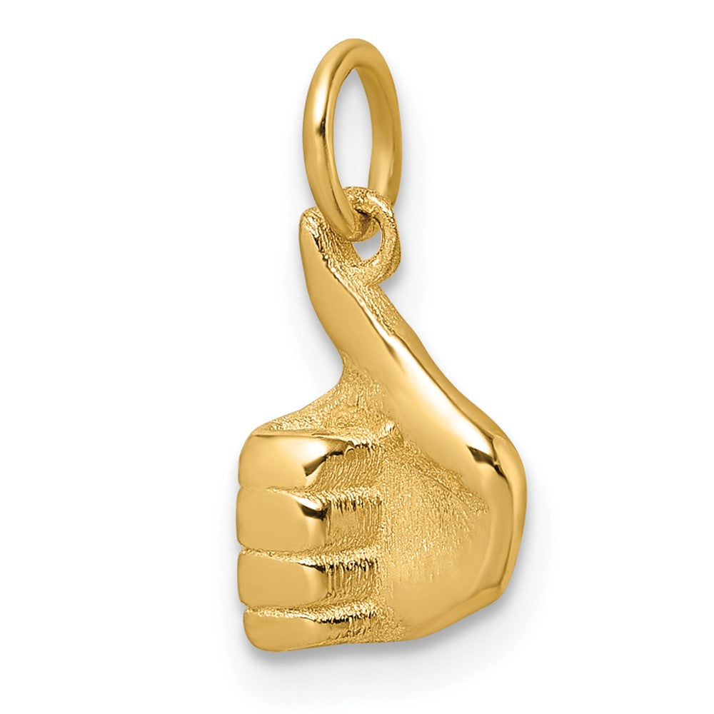 14K Yellow Gold Polished Thumbs Up Hand Pendant