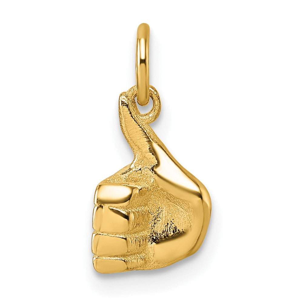 14K Yellow Gold Polished Thumbs Up Hand Pendant