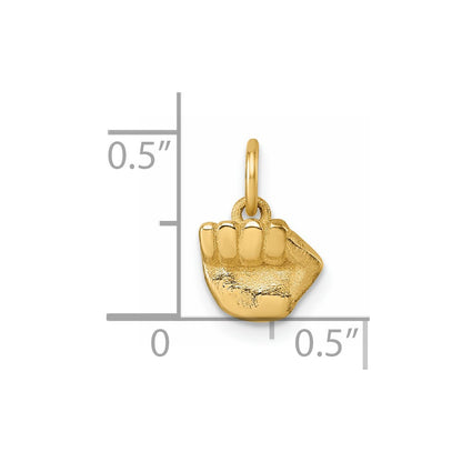 14K Yellow Gold Polished Fist Hand Pendant
