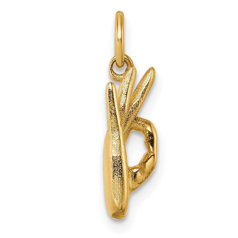 14K Yellow Gold Polished Ok Hand Pendant