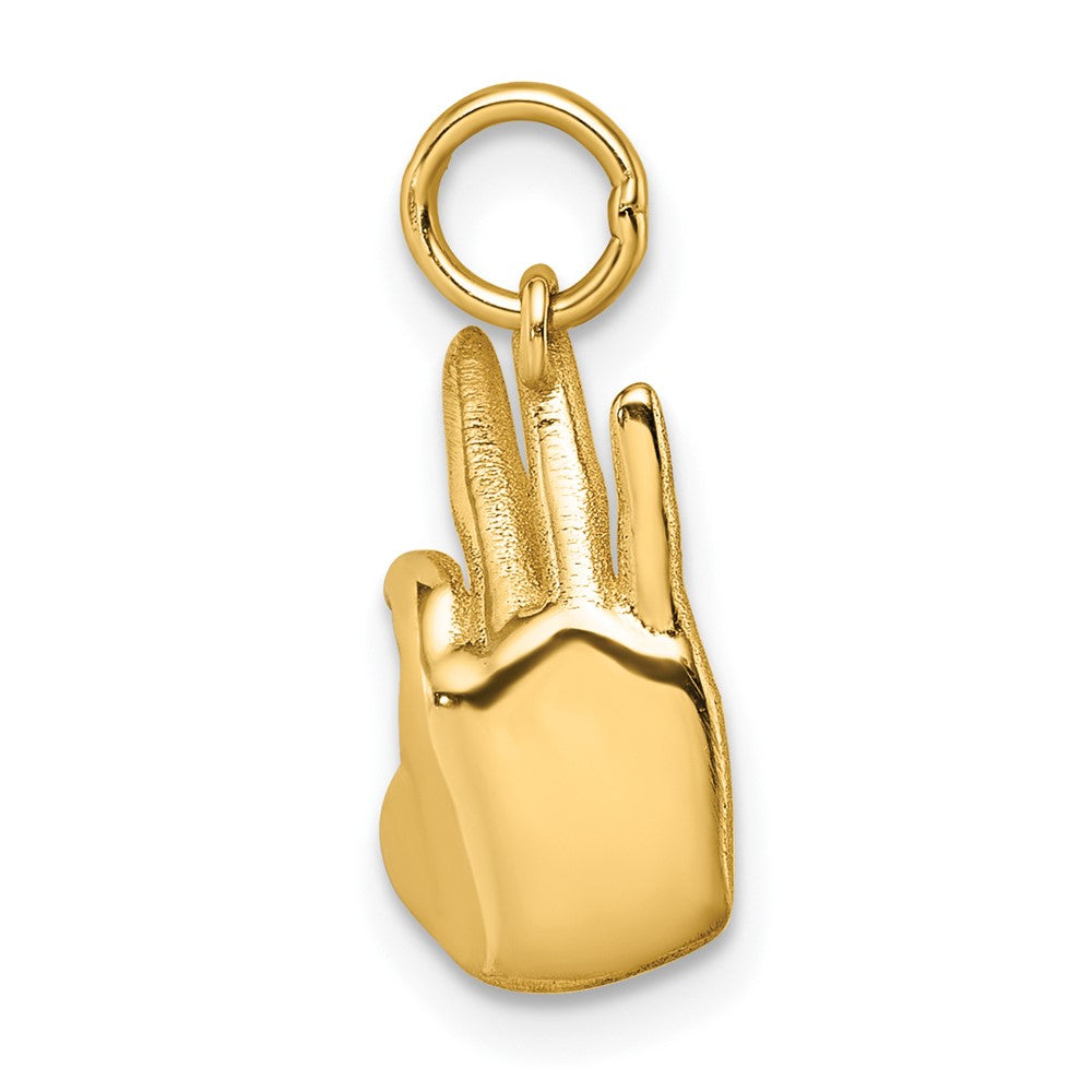 14K Yellow Gold Polished Ok Hand Pendant