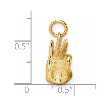 14K Yellow Gold Polished Ok Hand Pendant