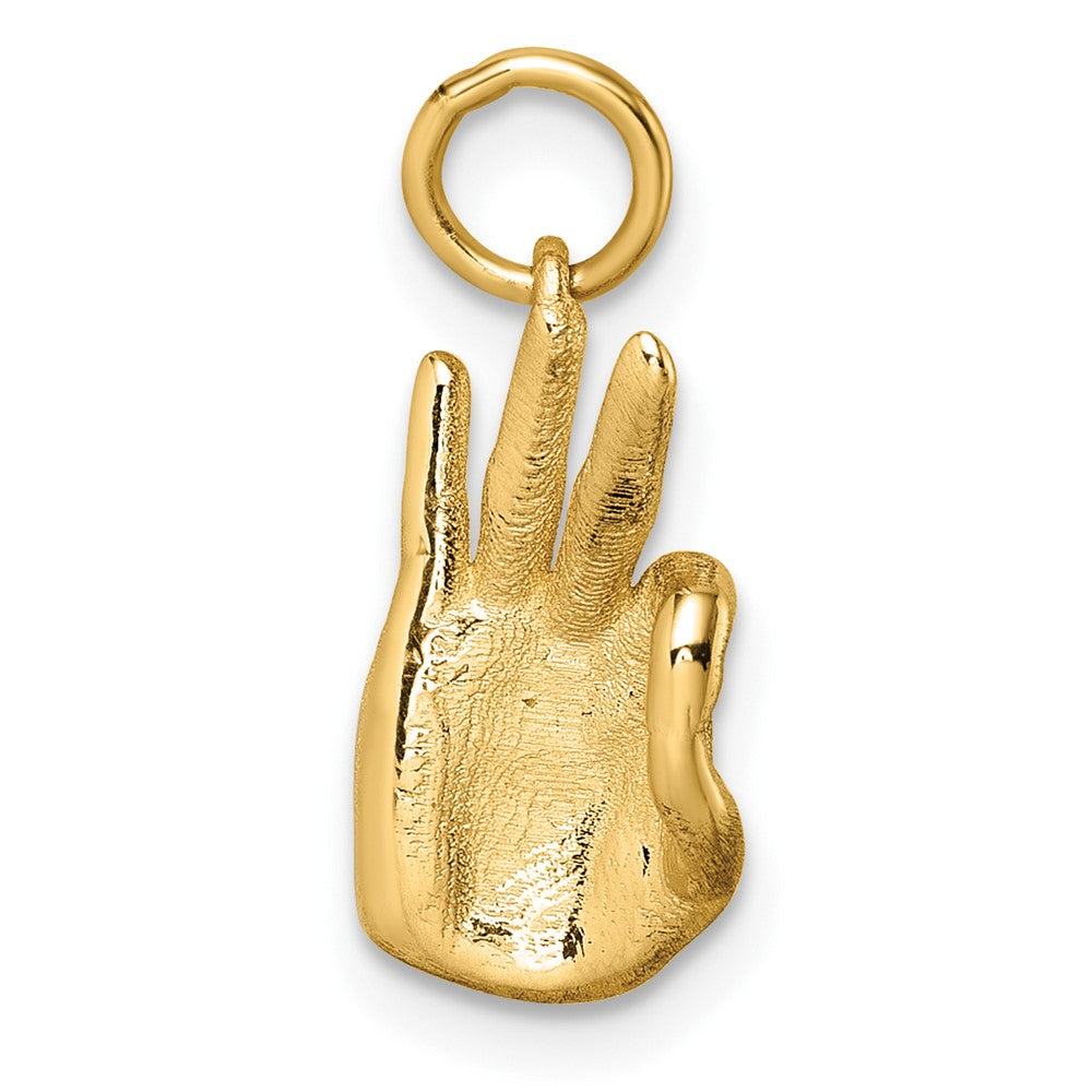 14K Yellow Gold Polished Ok Hand Pendant