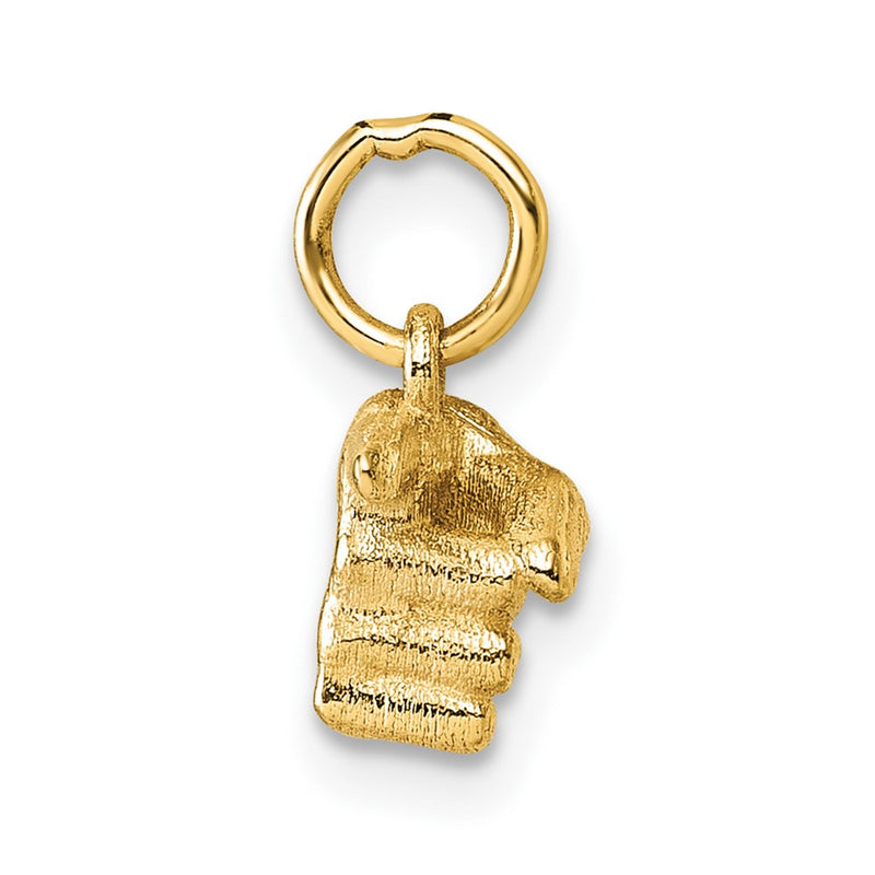 14K Yellow Gold Polished 1-Finger Point Hand Pendant