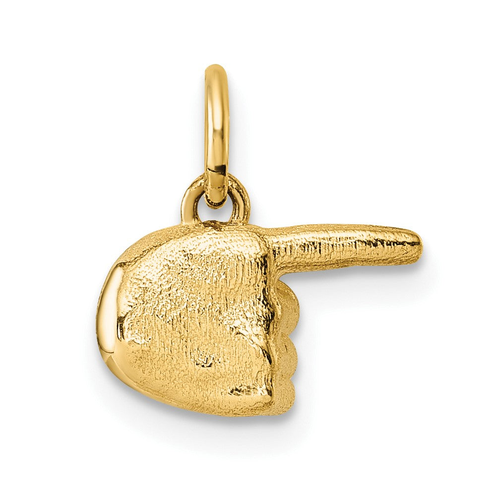 14K Yellow Gold Polished 1-Finger Point Hand Pendant