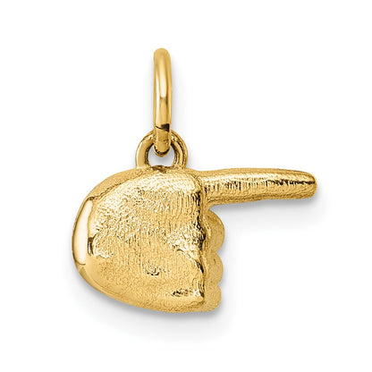 14K Yellow Gold Polished 1-Finger Point Hand Pendant