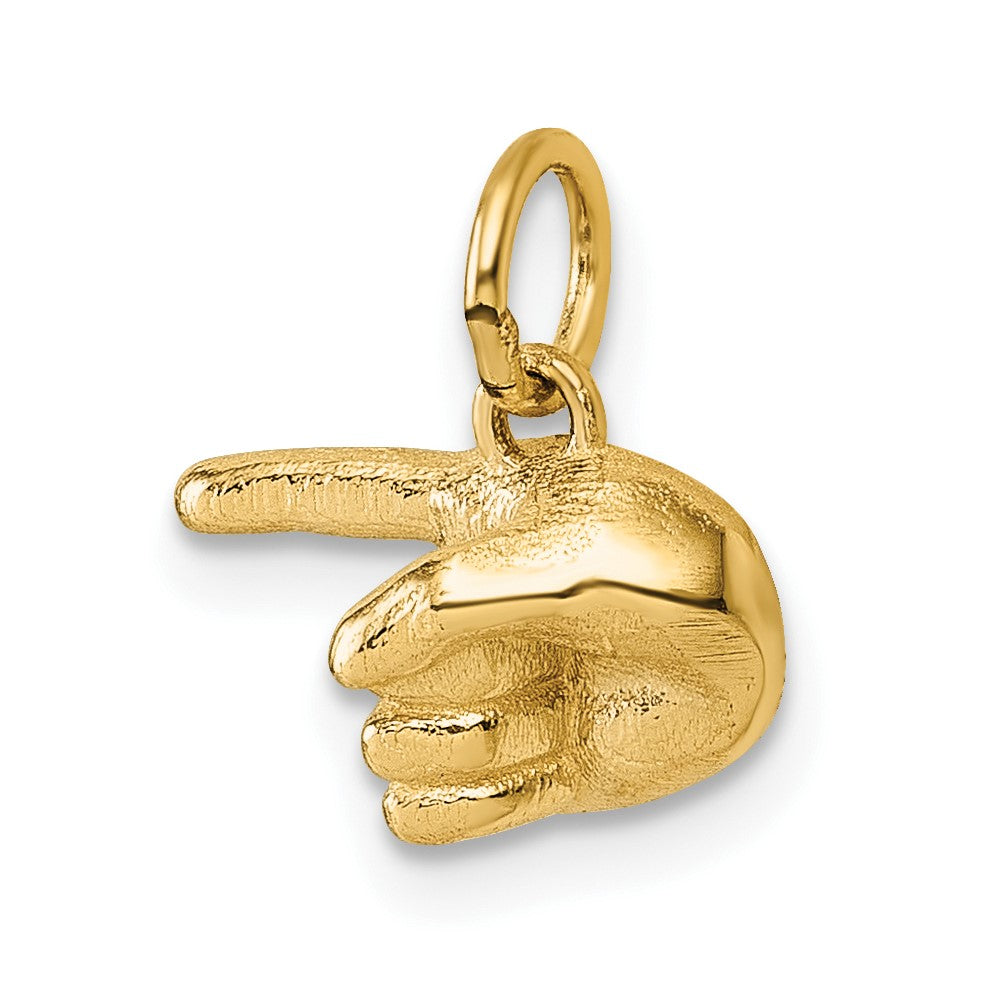 14K Yellow Gold Polished 1-Finger Point Hand Pendant
