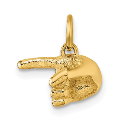 14K Yellow Gold Polished 1-Finger Point Hand Pendant