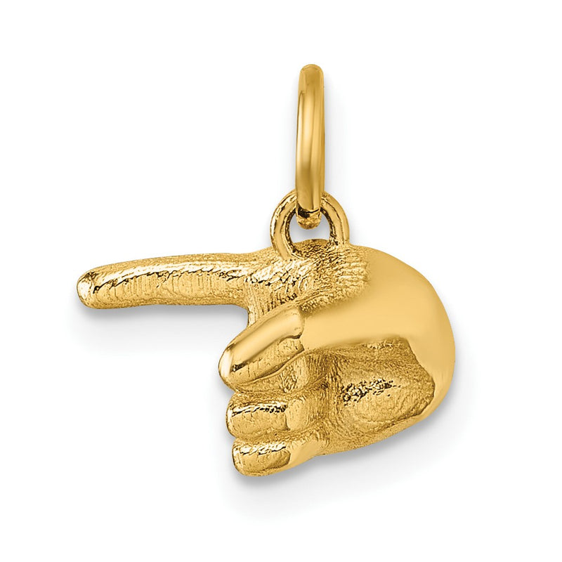 14K Yellow Gold Polished 1-Finger Point Hand Pendant