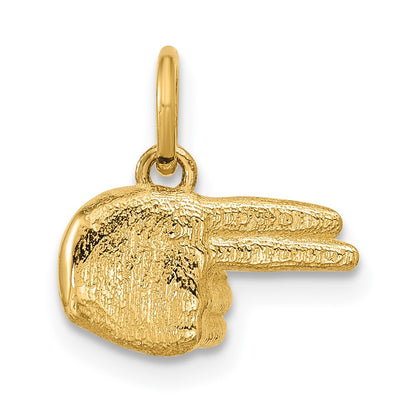 14K Yellow Gold Polished 2-Finger Point Hand Pendant