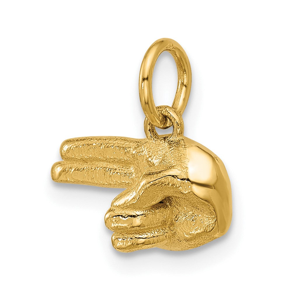 14K Yellow Gold Polished 2-Finger Point Hand Pendant