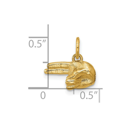 14K Yellow Gold Polished 2-Finger Point Hand Pendant