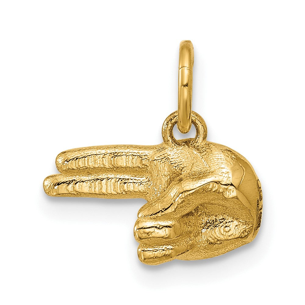 14K Yellow Gold Polished 2-Finger Point Hand Pendant