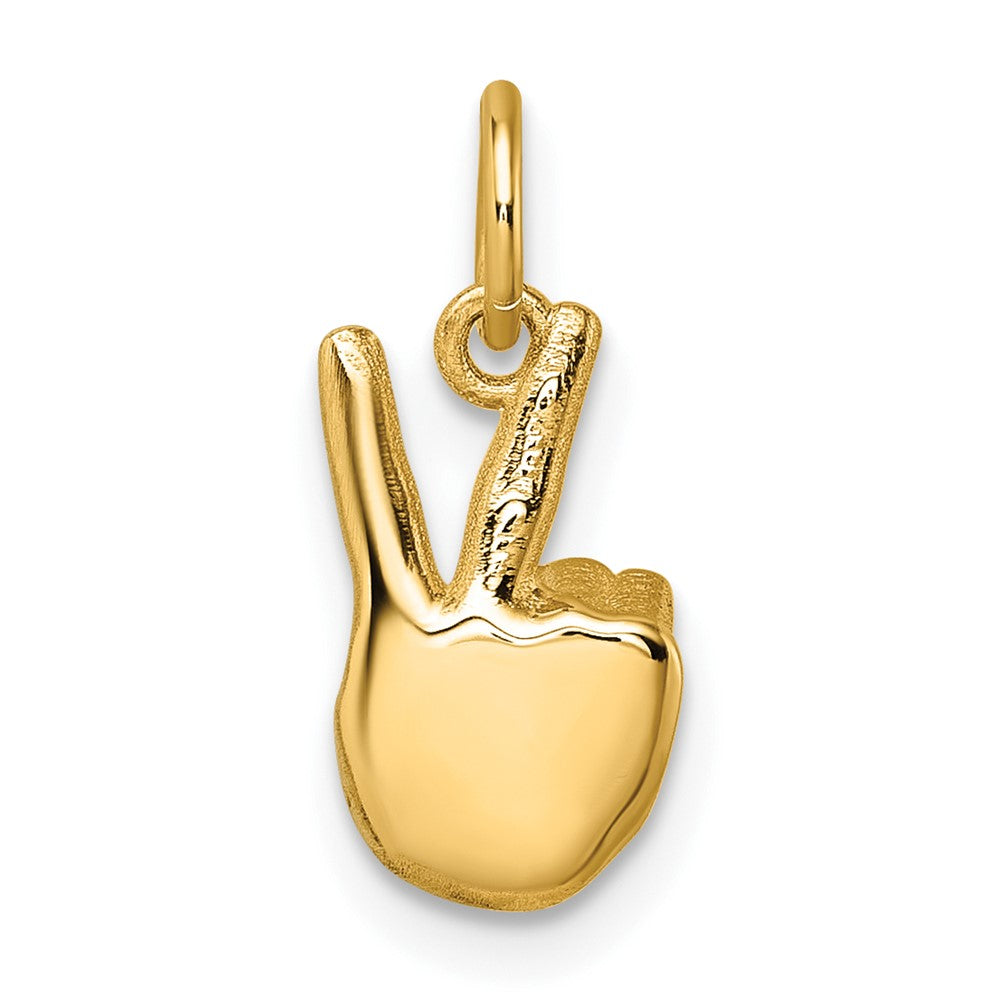 14K Yellow Gold Polished Peace Hand Pendant