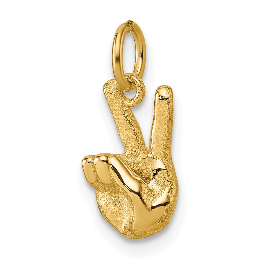 14K Yellow Gold Polished Peace Hand Pendant