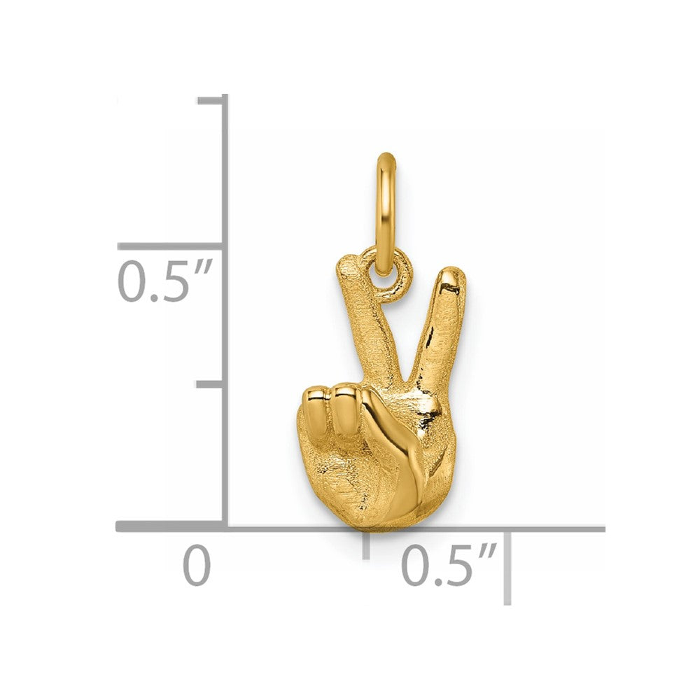 14K Yellow Gold Polished Peace Hand Pendant