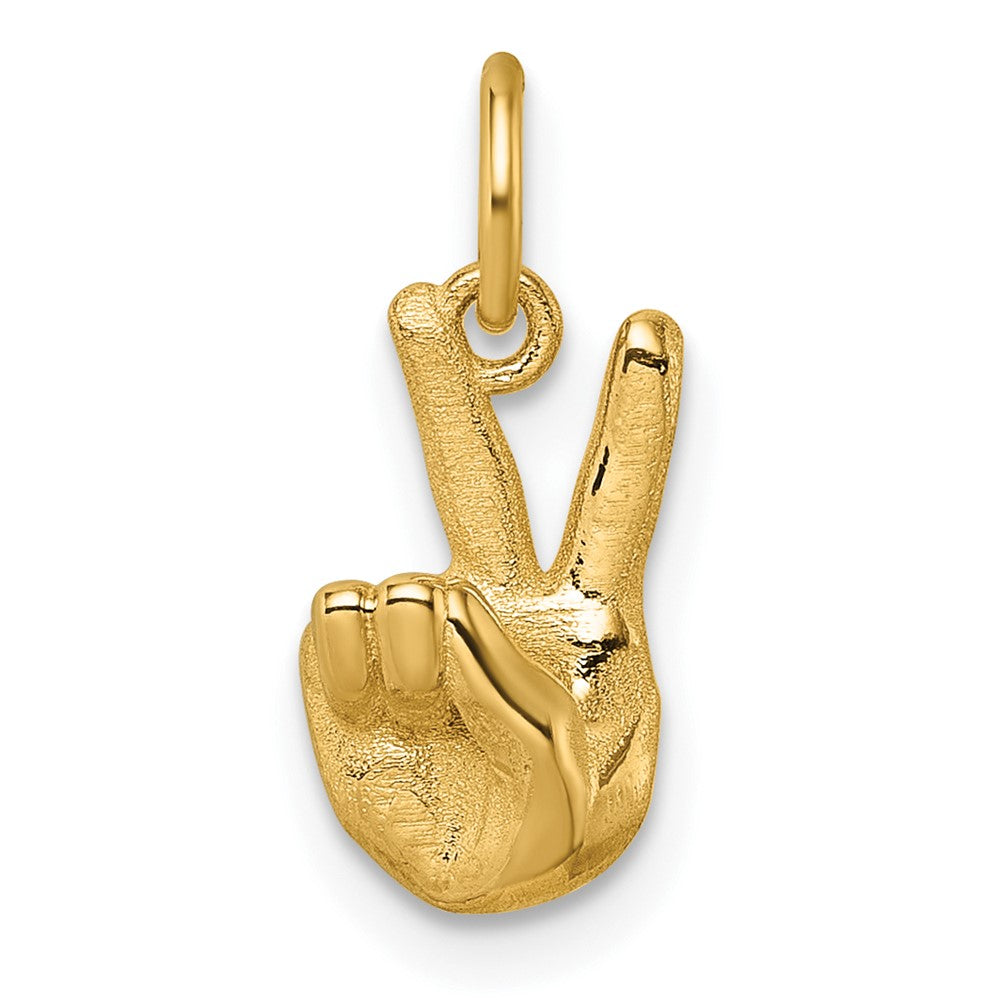 14K Yellow Gold Polished Peace Hand Pendant