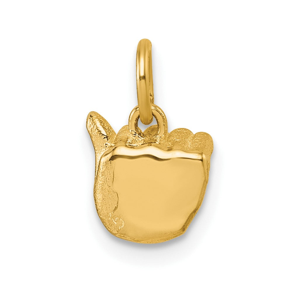 14K Yellow Gold American Sign Language Alphabet Fingerspelling Sign Pendant
