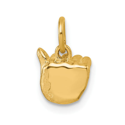 14K Yellow Gold American Sign Language Alphabet Fingerspelling Sign Pendant