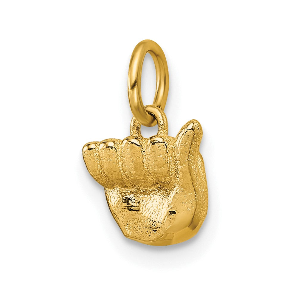 14K Yellow Gold American Sign Language Alphabet Fingerspelling Sign Pendant