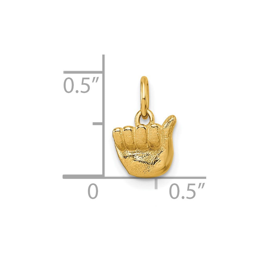 14K Yellow Gold American Sign Language Alphabet Fingerspelling Sign Pendant