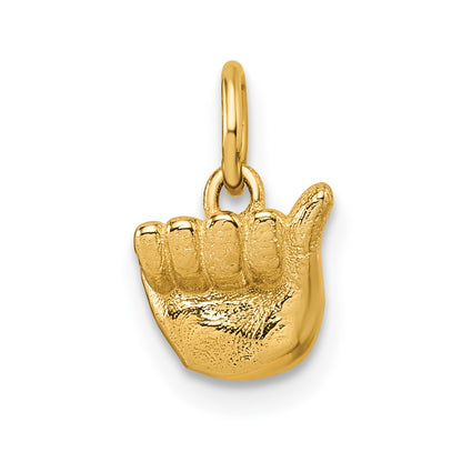 14K Yellow Gold American Sign Language Alphabet Fingerspelling Sign Pendant