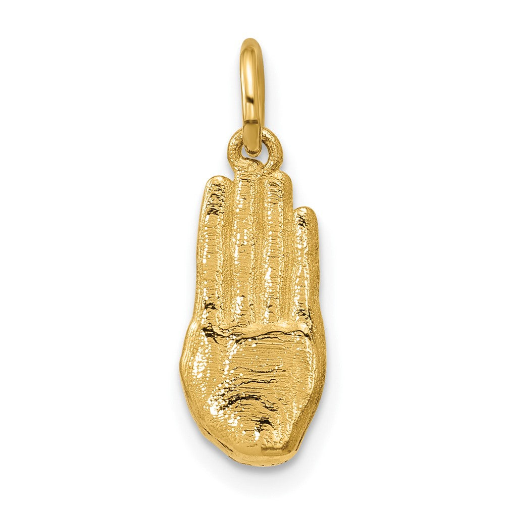 14K Yellow Gold American Sign Language Alphabet Fingerspelling Sign B Pendant