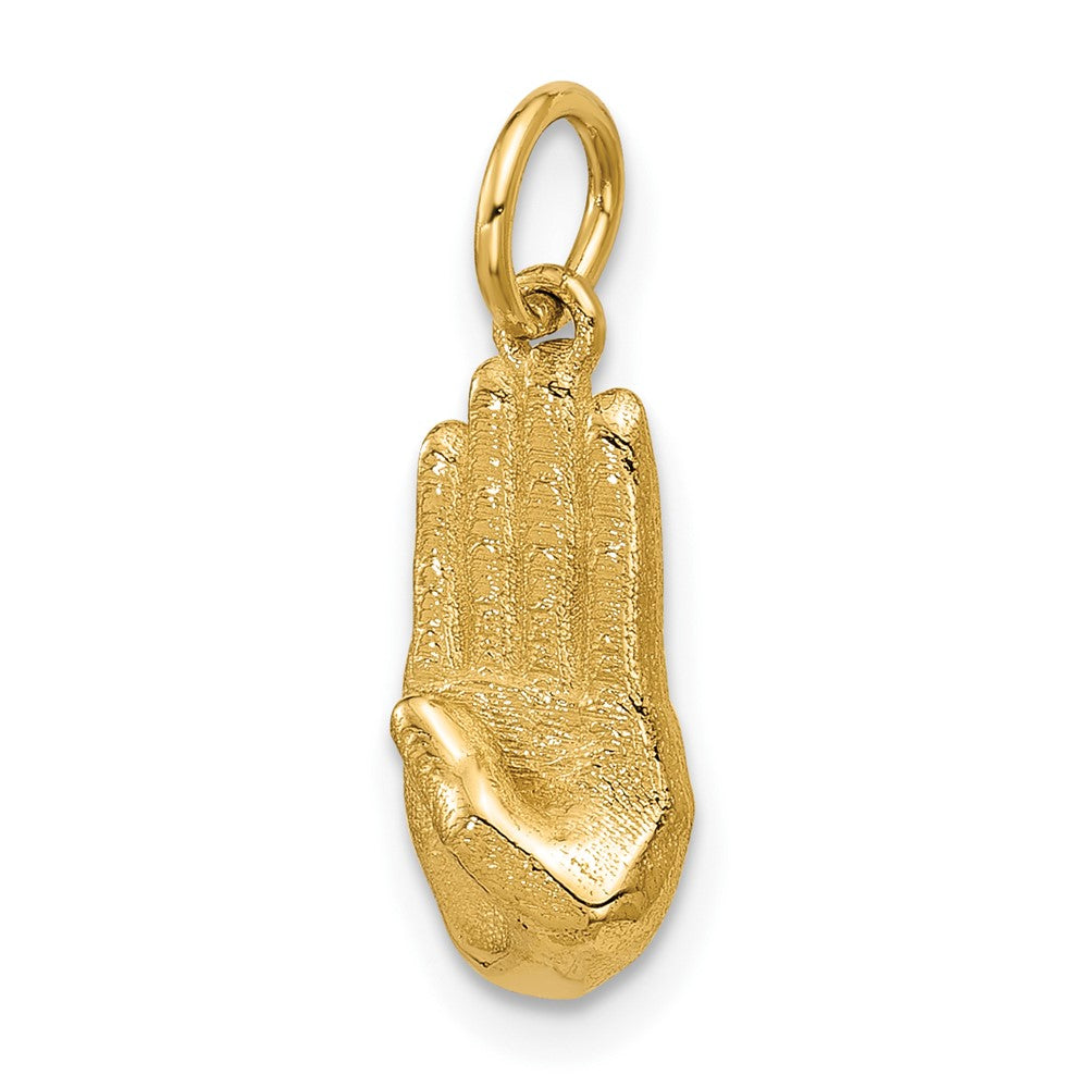 14K Yellow Gold American Sign Language Alphabet Fingerspelling Sign B Pendant