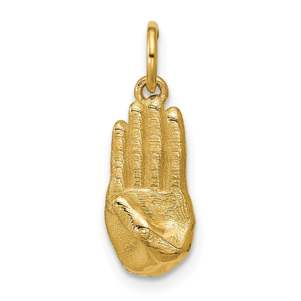 14K Yellow Gold American Sign Language Alphabet Fingerspelling Sign B Pendant