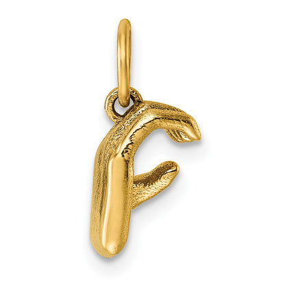 14K Yellow Gold American Sign Language Alphabet Fingerspelling Sign C Pendant