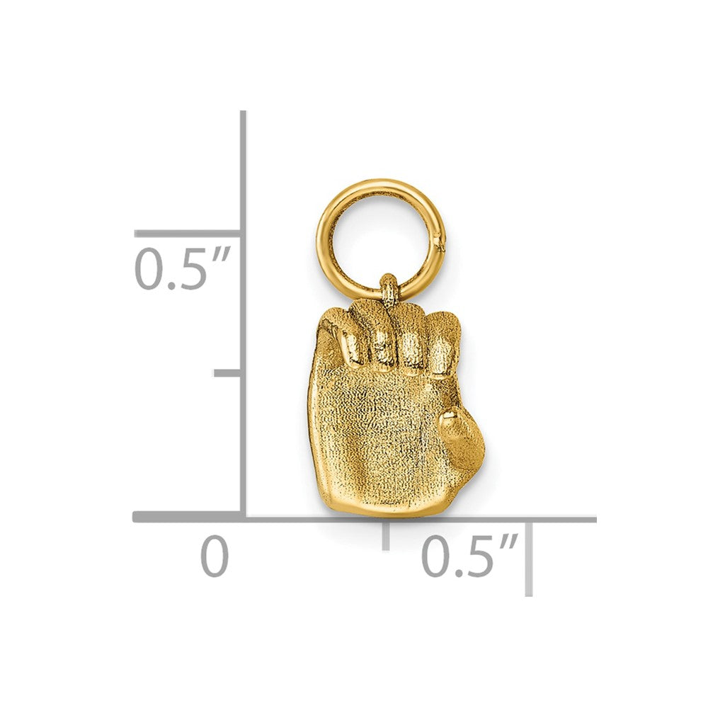 14K Yellow Gold American Sign Language Alphabet Fingerspelling Sign C Pendant