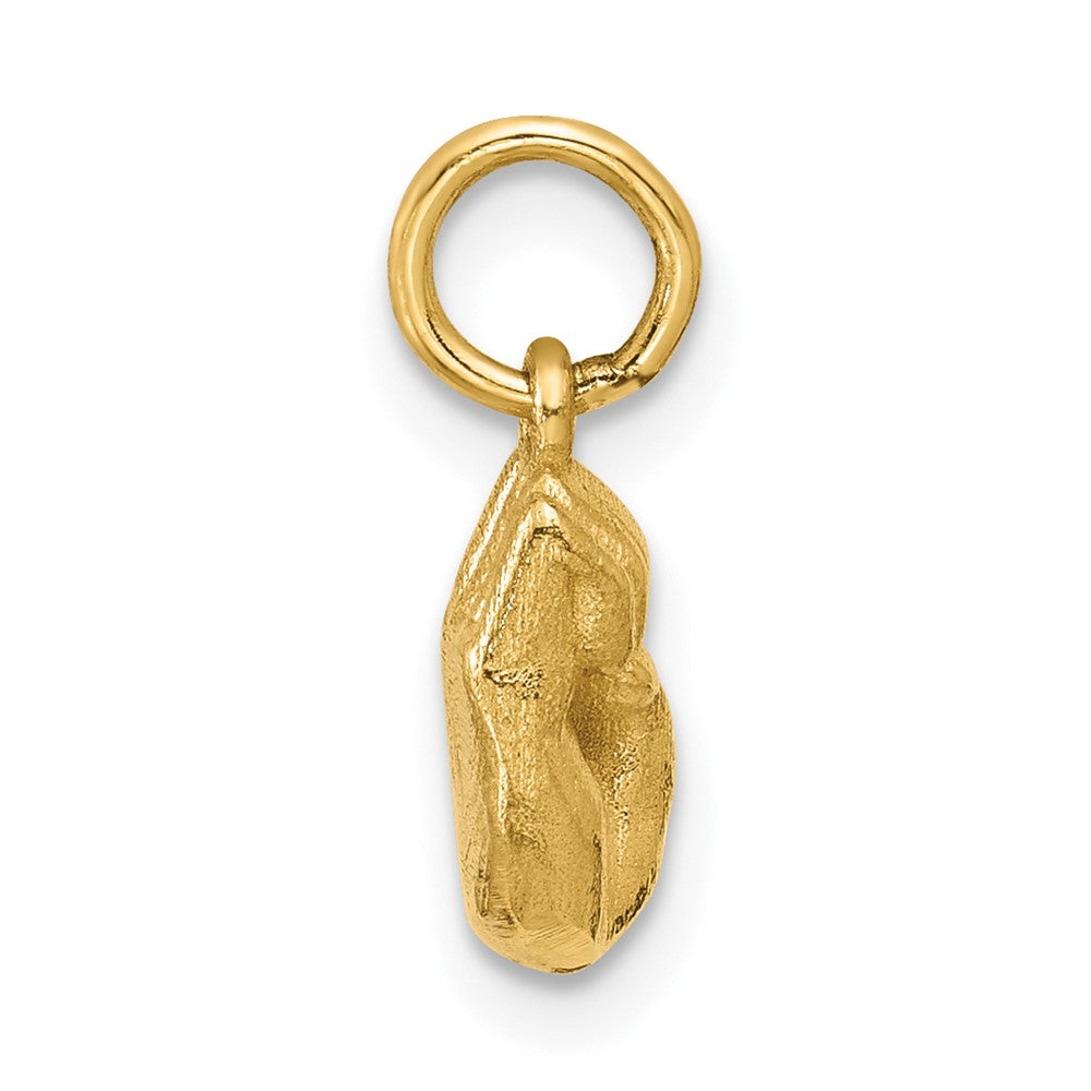 14K Yellow Gold American Sign Language Alphabet Fingerspelling Sign E Pendant