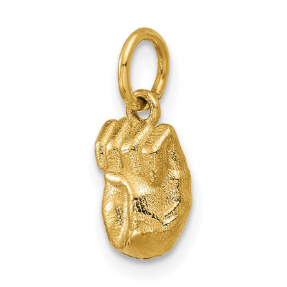 14K Yellow Gold American Sign Language Alphabet Fingerspelling Sign E Pendant