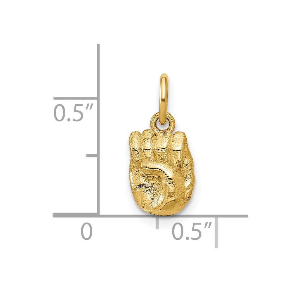 14K Yellow Gold American Sign Language Alphabet Fingerspelling Sign E Pendant