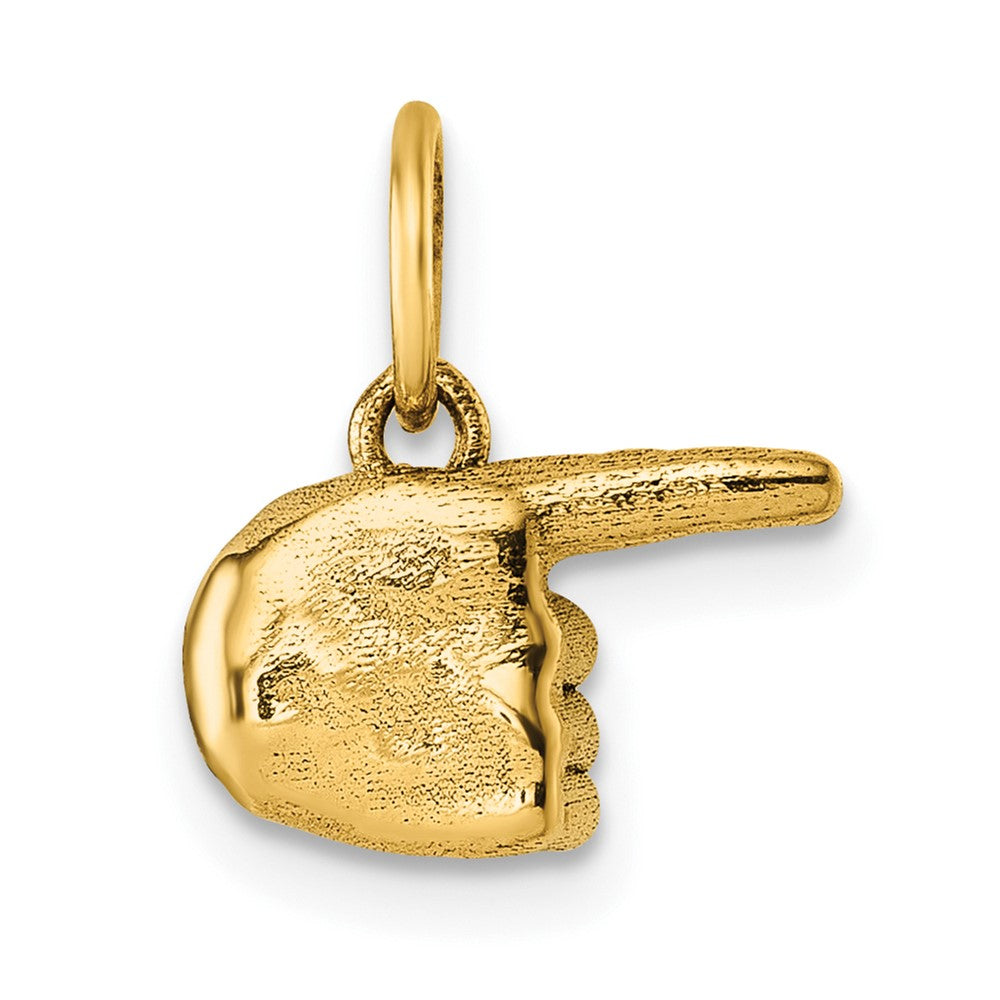 14K Yellow Gold American Sign Language Alphabet Fingerspelling Sign G Pendant