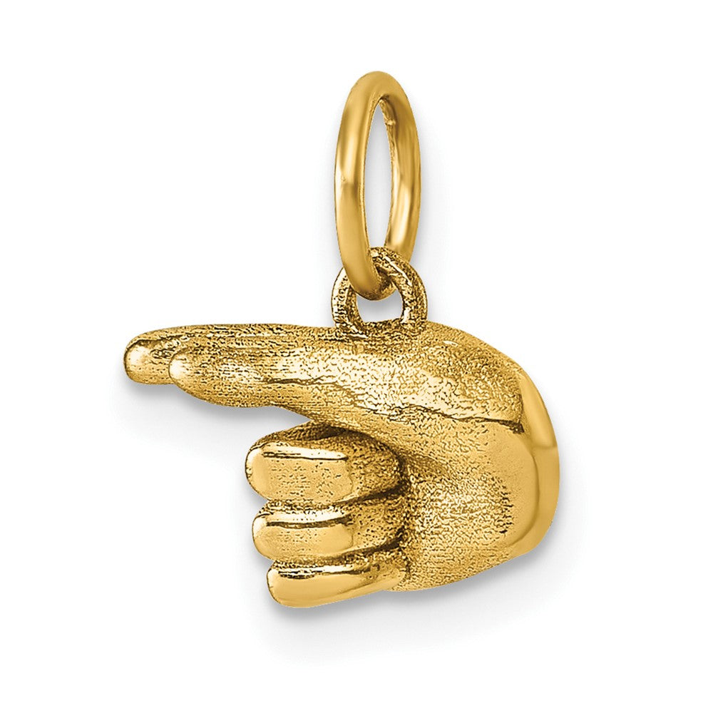 14K Yellow Gold American Sign Language Alphabet Fingerspelling Sign G Pendant